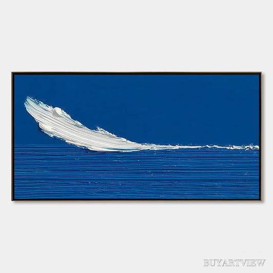 BUYARTVIEW Azure Crest – Minimalist Abstract Seascape Impasto Oil Painting - image 1