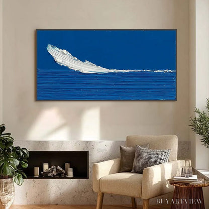 BUYARTVIEW Azure Crest – Minimalist Abstract Seascape Impasto Oil Painting - image 2