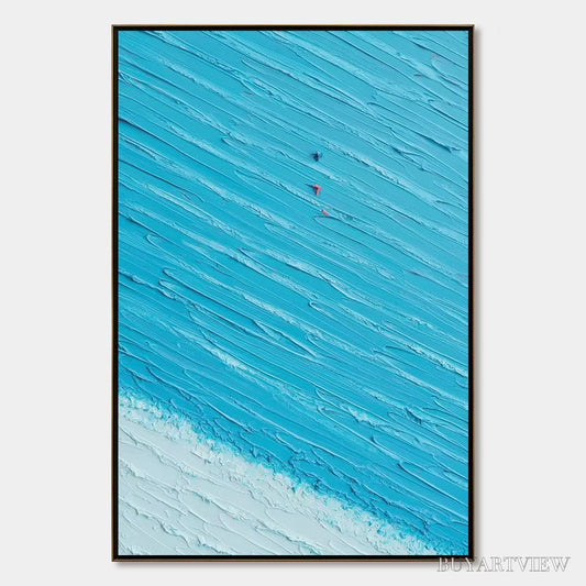 BUYARTVIEW Azure Drift | Textured Abstract Beach Oil Painting - image 1
