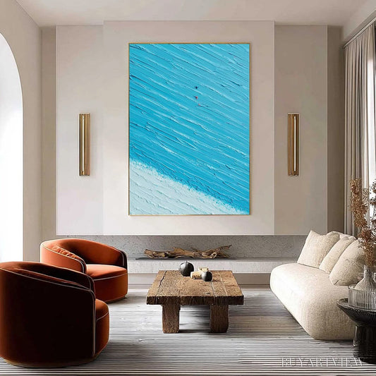 BUYARTVIEW Azure Drift | Textured Abstract Beach Oil Painting - image 2