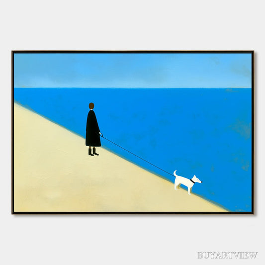 BUYARTVIEW the Companion Minimalist Beach Oil Painting | Modern - image 1