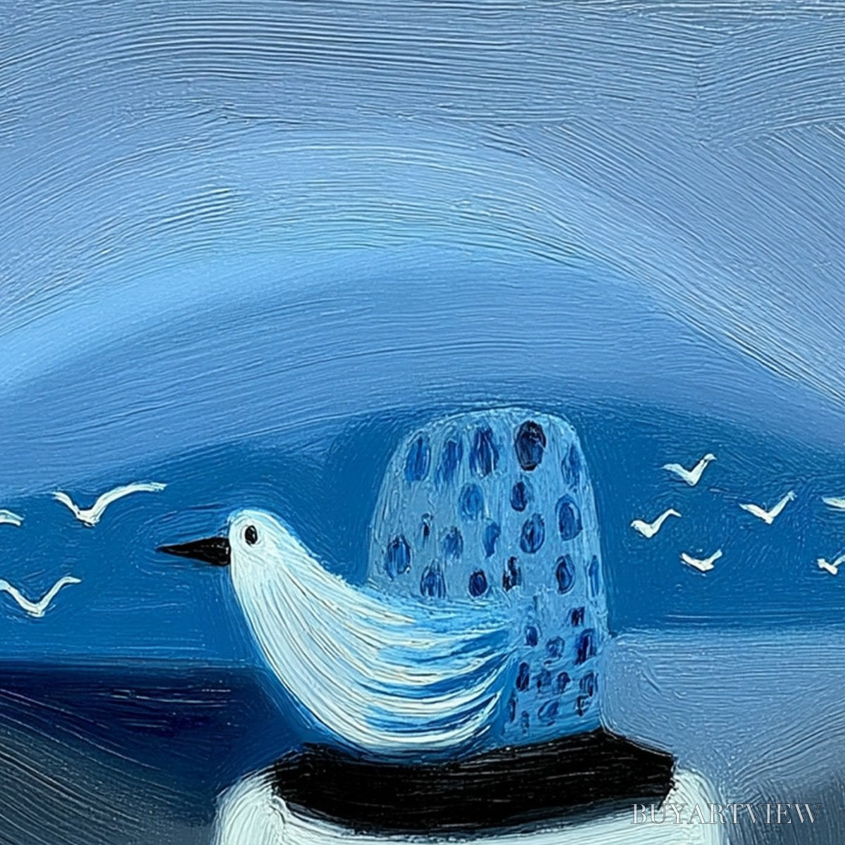 BUYARTVIEW Coastal Solitude – Textured Minimalist Seascape Painting of Coastal Contemplation - image 3