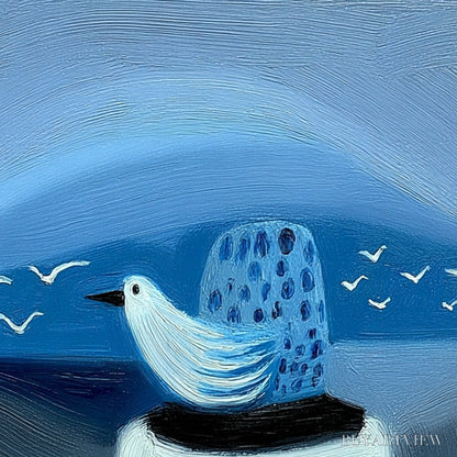 BUYARTVIEW Coastal Solitude – Textured Minimalist Seascape Painting of Coastal Contemplation - image 3