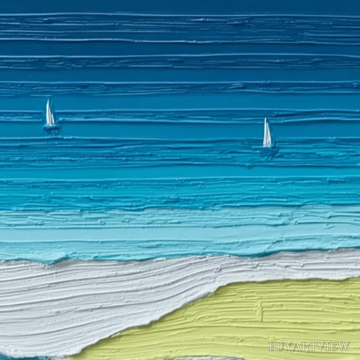 BUYARTVIEW Azure Horizon Textured Seascape Oil Painting | Coastal - image 3