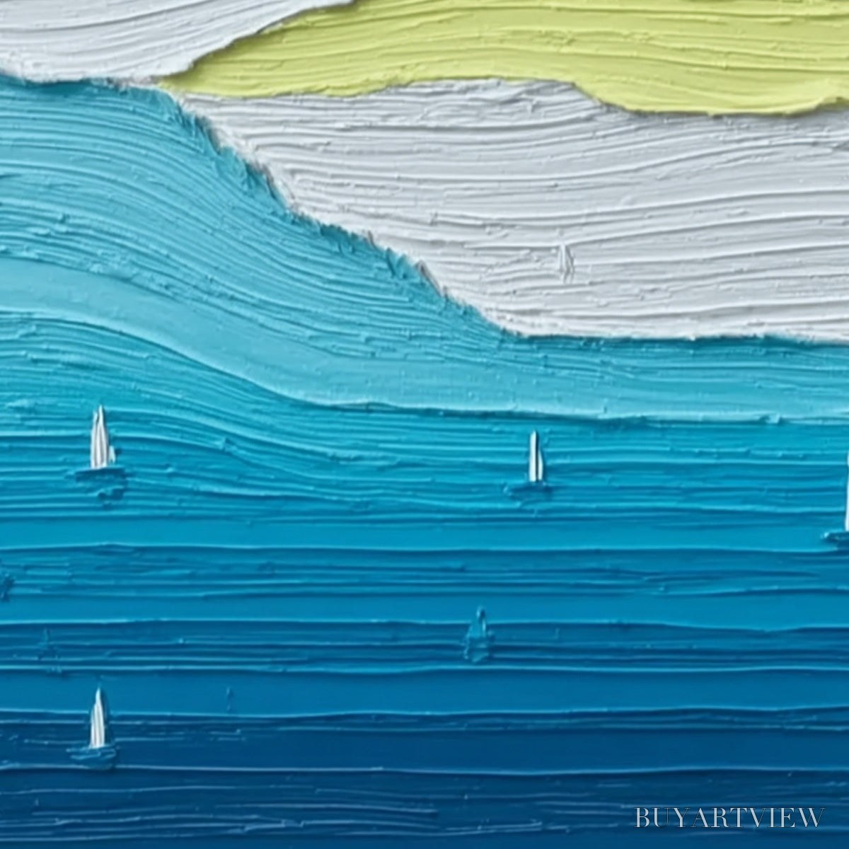 BUYARTVIEW Azure Horizon Textured Seascape Oil Painting | Coastal - image 5