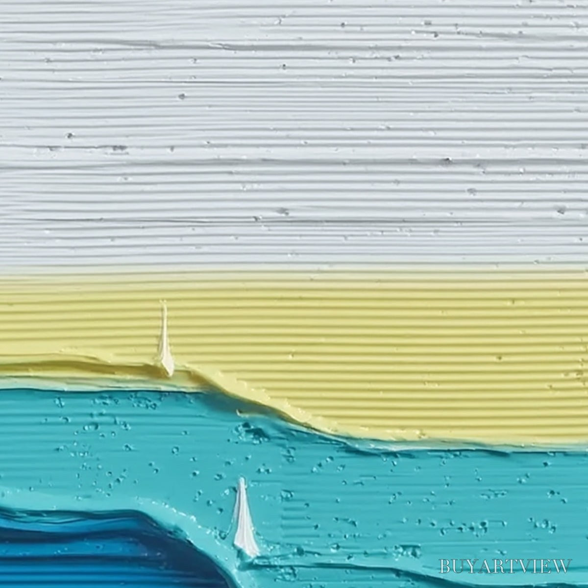 BUYARTVIEW Sailboat Serenity – Textured Minimalist Abstract Seascape Painting - image 3