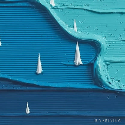 BUYARTVIEW Sailboat Serenity – Textured Minimalist Abstract Seascape Painting - image 5