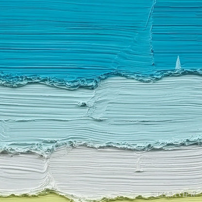 BUYARTVIEW Azure Regatta – Textured Vertical Seascape with Sailboats - image 3
