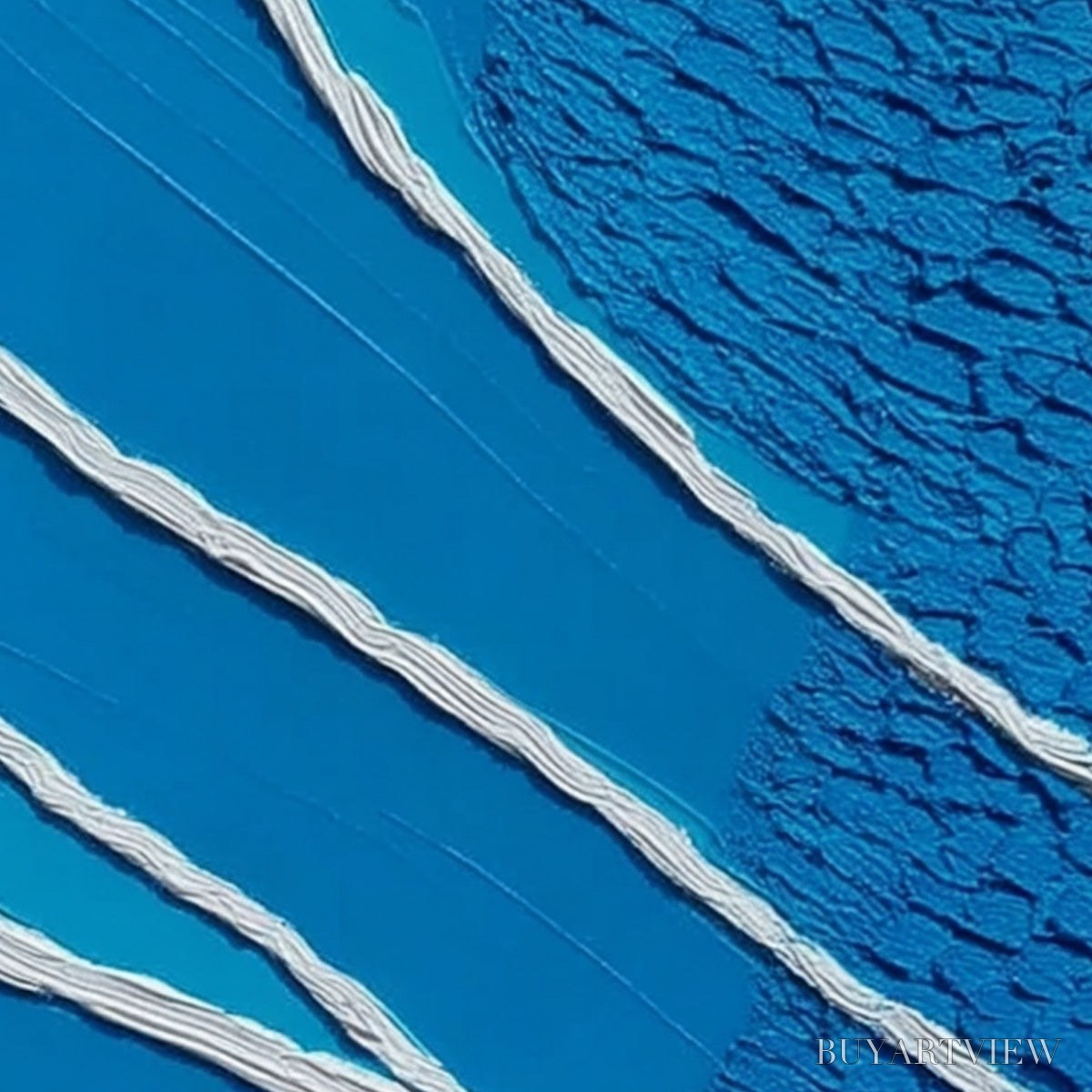 BUYARTVIEW Azure Current | Textured Abstract Blue Vertical Oil Painting - image 3
