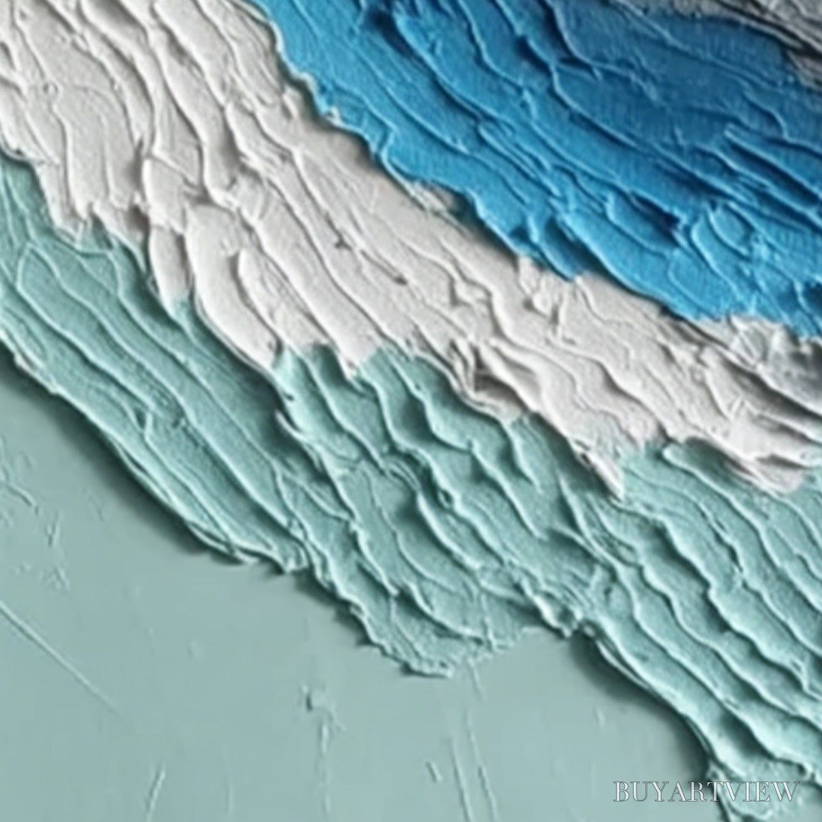 BUYARTVIEW Coastal Rhythm – Textured Abstract Triptych of a Serene Seascape - image 3