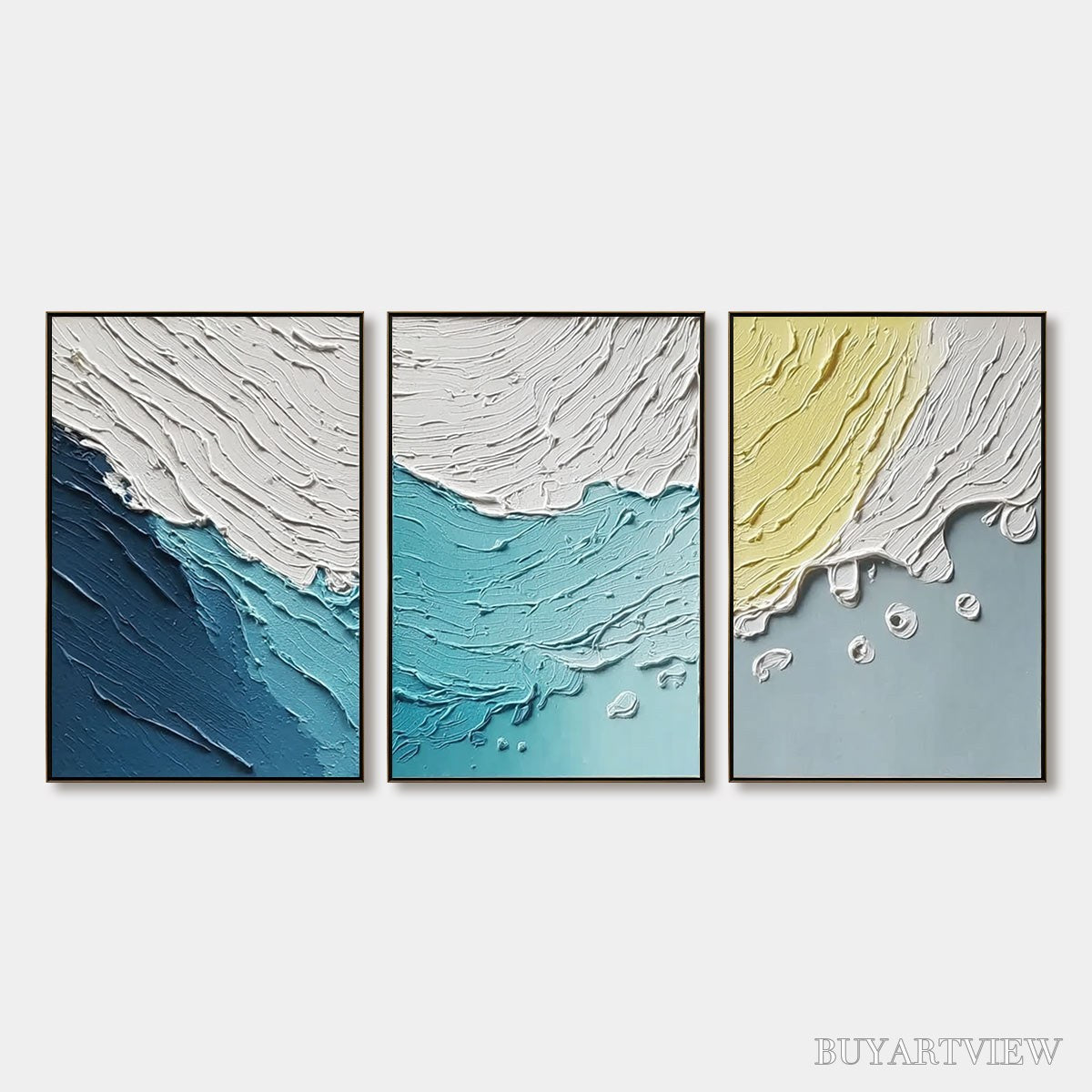 BUYARTVIEW Coastal Drift – Textured Abstract Ocean Wave Painting Set - image 1