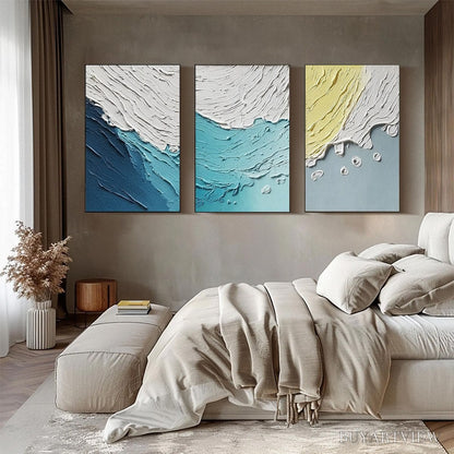 BUYARTVIEW Coastal Drift – Textured Abstract Ocean Wave Painting Set - image 2