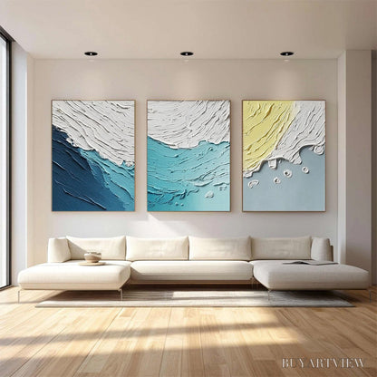 BUYARTVIEW Coastal Drift – Textured Abstract Ocean Wave Painting Set - image 4