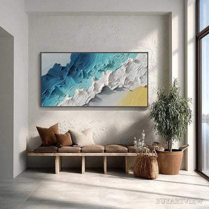 BUYARTVIEW Azure Crest – Heavy Texture Abstract Seascape Painting - image 2