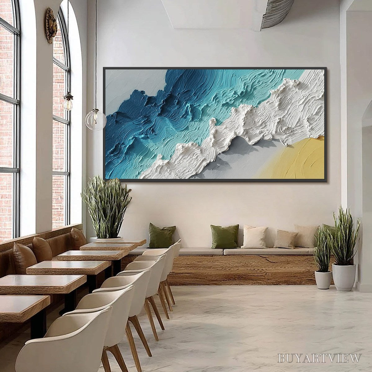BUYARTVIEW Azure Crest – Heavy Texture Abstract Seascape Painting - image 6