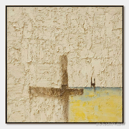 BUYARTVIEW Coastal Vespers – Textured Wabi Sabi Abstract Beach Painting - image 1