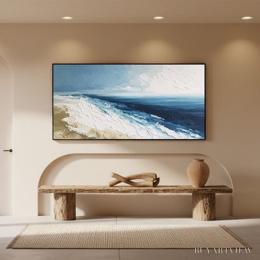BUYARTVIEW Coastal Serenity – Large Textured Impasto Seascape Oil Painting - image 2