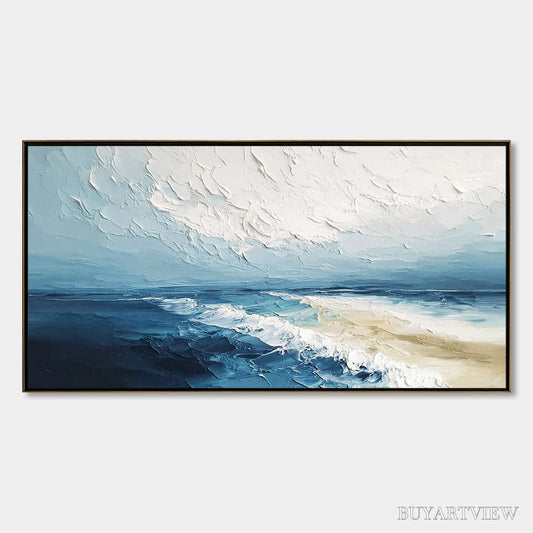 BUYARTVIEW Tidal Whisper – Textured Impasto Coastal Seascape Oil Painting - image 1