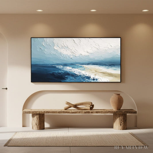 BUYARTVIEW Tidal Whisper – Textured Impasto Coastal Seascape Oil Painting - image 2