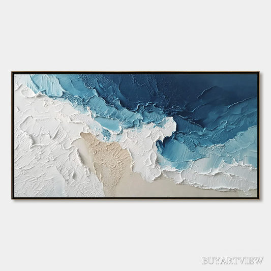BUYARTVIEW Ocean'S Embrace – Textured Abstract Coastal Seascape Painting - image 1