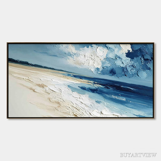 BUYARTVIEW Tidal Whisper – Textured Impasto Seascape Oil Painting for Coastal Decor - image 1