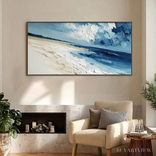 BUYARTVIEW Tidal Whisper – Textured Impasto Seascape Oil Painting for Coastal Decor - image 2