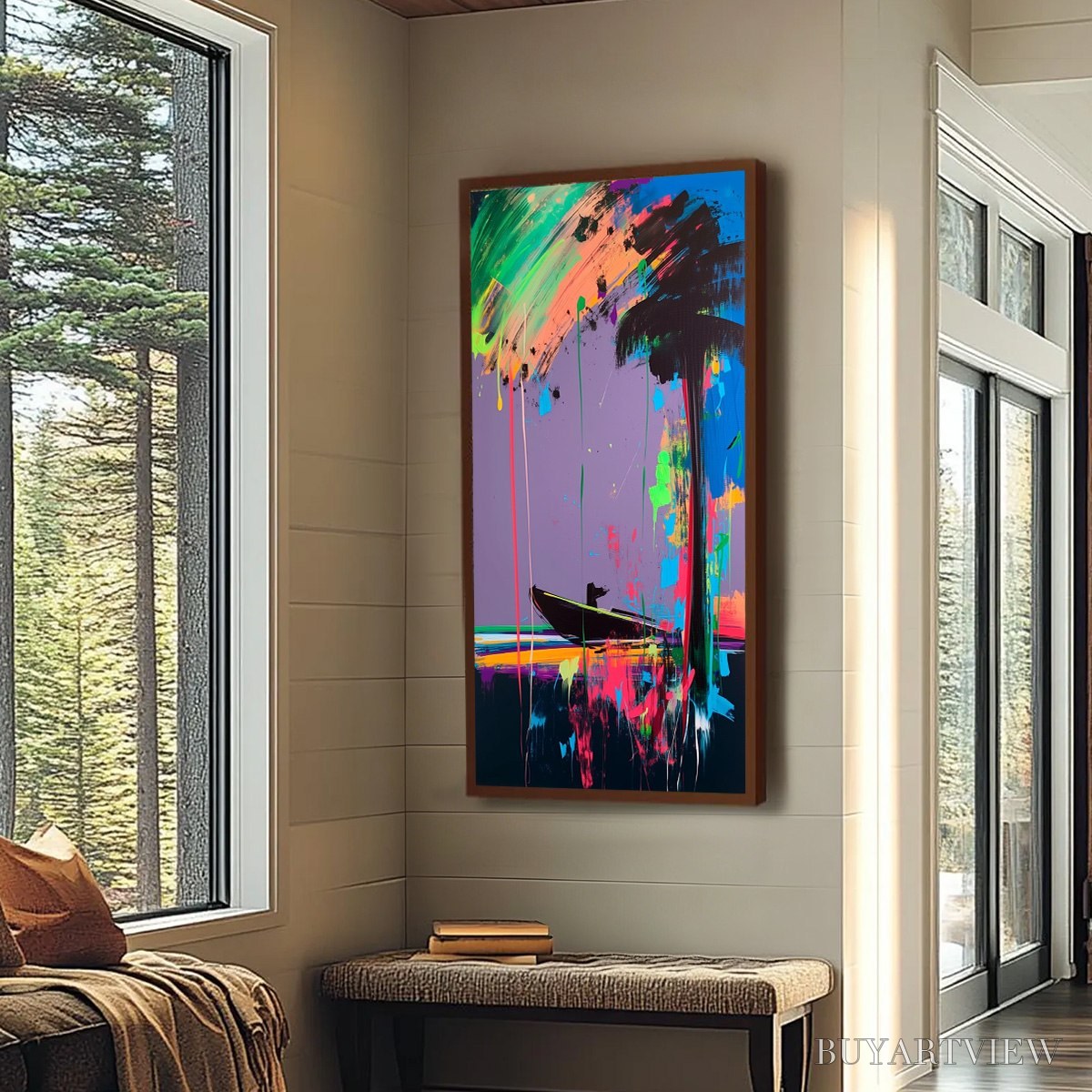BUYARTVIEW Vivid Voyage – Colorful Vertical Abstract Seascape Painting - image 6