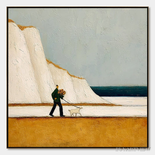BUYARTVIEW Coastal Devotion – Textured Wabi Sabi Seascape Oil Painting - image 1