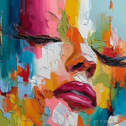 BUYARTVIEW Vivid Dream – Colorful Abstract Impasto Portrait Painting - image 3