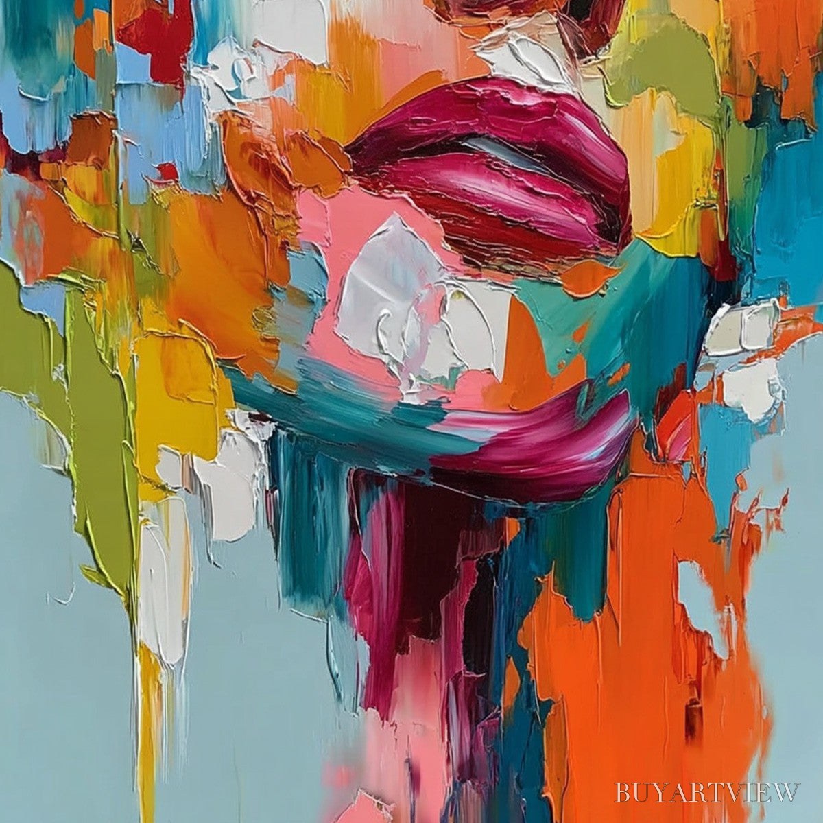BUYARTVIEW Vivid Dream – Colorful Abstract Impasto Portrait Painting - image 5