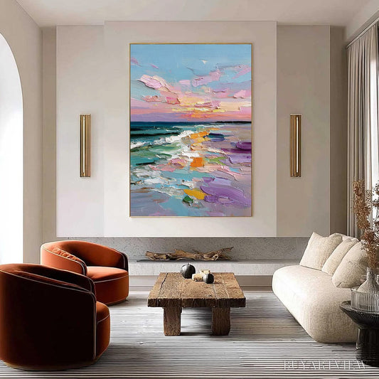 BUYARTVIEW Amalfi Glow – Textured Seascape Sunset Original Oil Painting - image 2