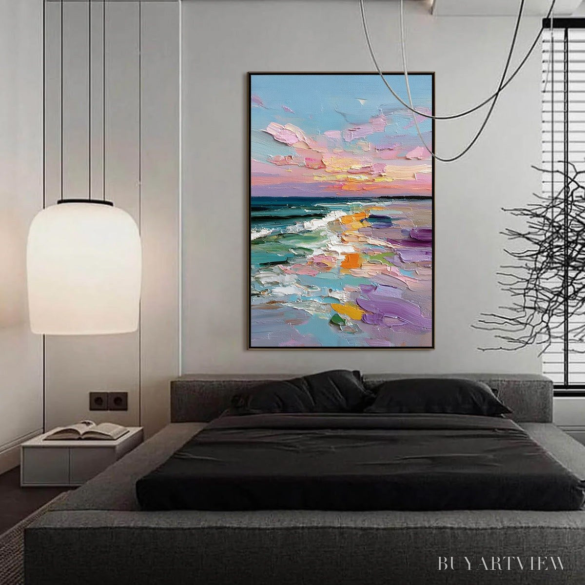 BUYARTVIEW Amalfi Glow – Textured Seascape Sunset Original Oil Painting - image 4