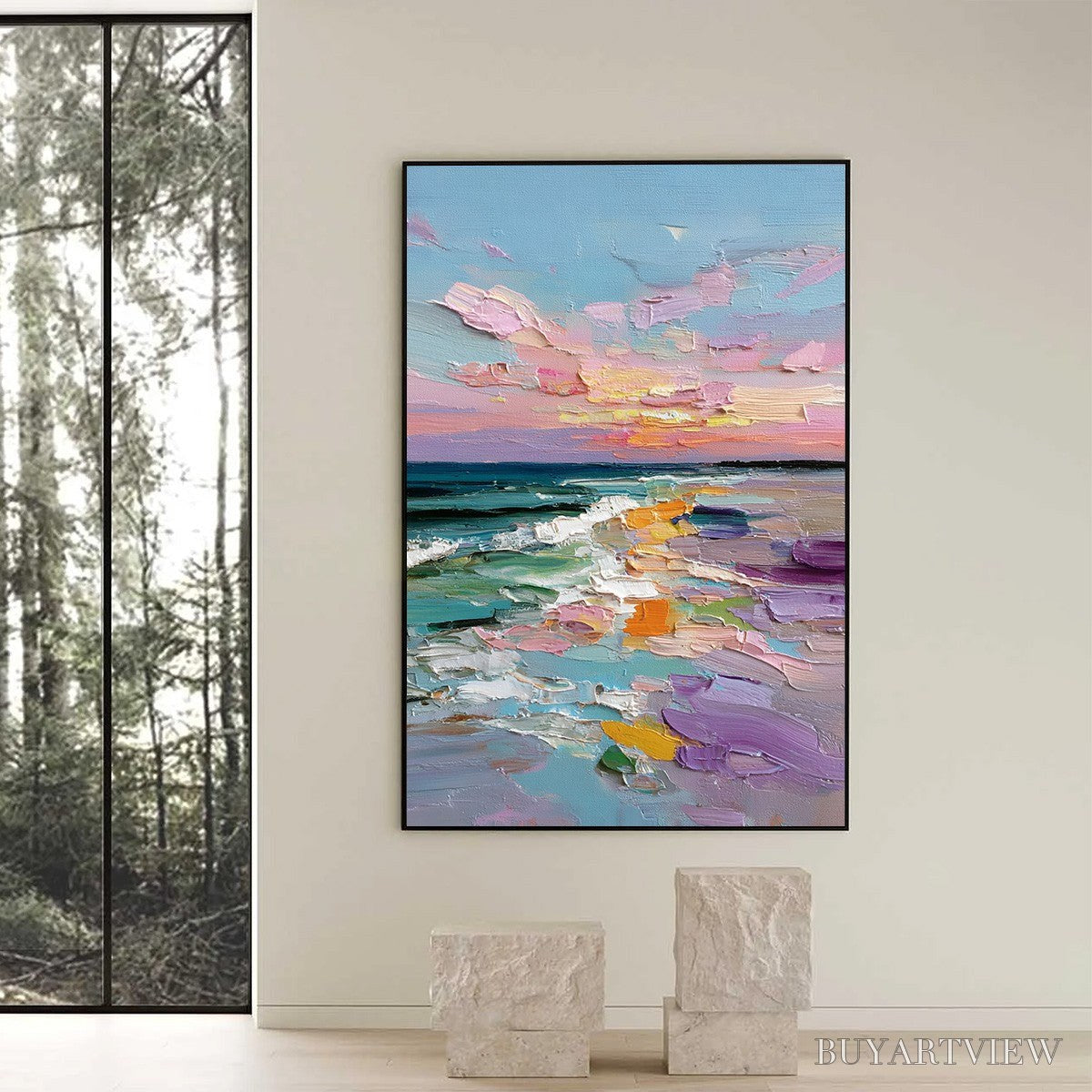 BUYARTVIEW Amalfi Glow – Textured Seascape Sunset Original Oil Painting - image 6