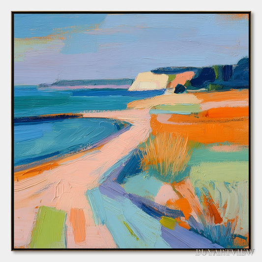 BUYARTVIEW Coastal Glow – Textured Impasto Seascape Oil Painting for Coastal Decor - image 1