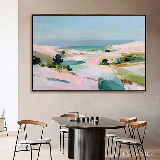 BUYARTVIEW Roseate Shore Abstract Beach Painting | Textured Coastal - image 2