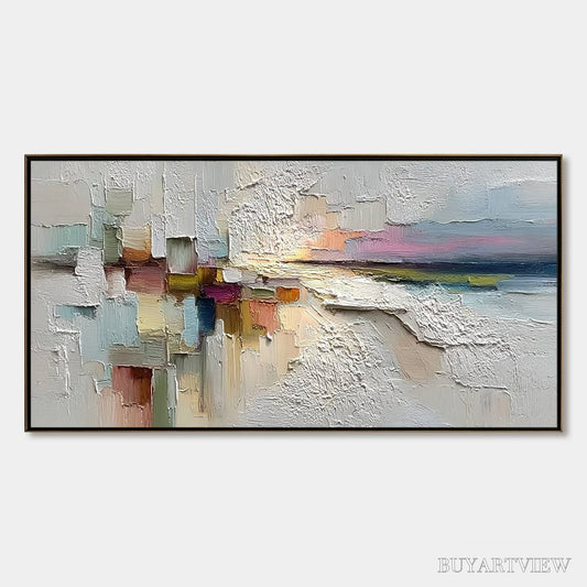 BUYARTVIEW Horizon'S Embrace – Heavily Textured Abstract Seascape Oil Painting - image 1