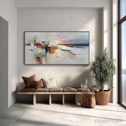 BUYARTVIEW Horizon'S Embrace – Heavily Textured Abstract Seascape Oil Painting - image 2