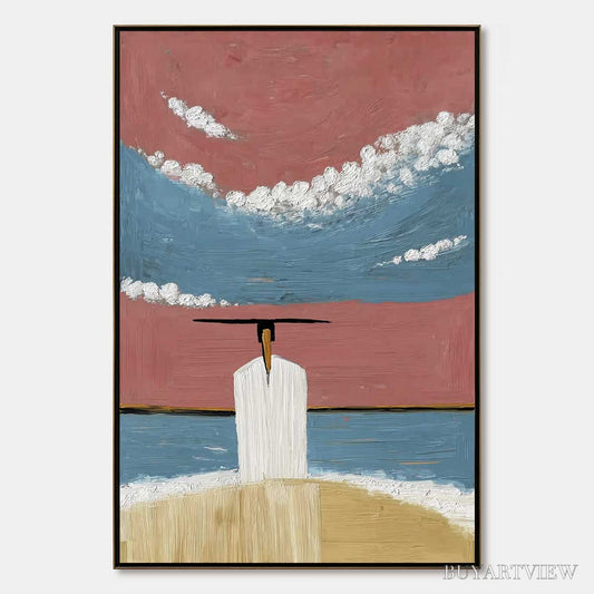 BUYARTVIEW Horizon'S Edge – Textured Minimalist Abstract Seascape Painting - image 1