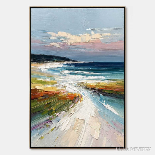 BUYARTVIEW Coastal Embrace – Textured Impasto Seascape Oil Painting - image 1