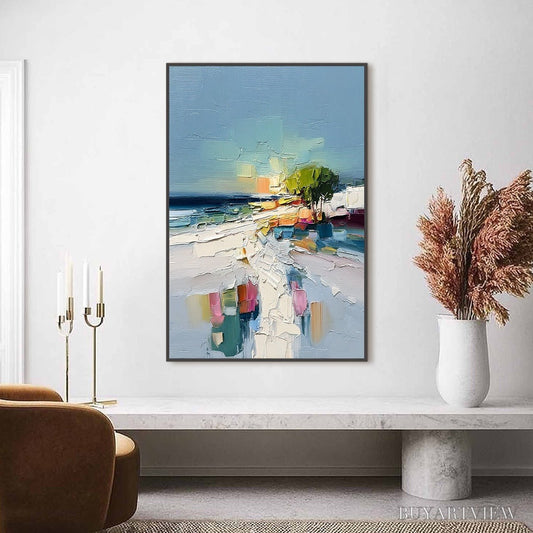 BUYARTVIEW Coastal Path – Textured Palette Knife Abstract Seascape Painting - image 2