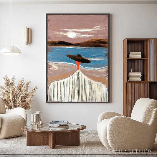 BUYARTVIEW Coastal Reverie – Modern Wabi Sabi Style Figurative Beach Painting - image 2