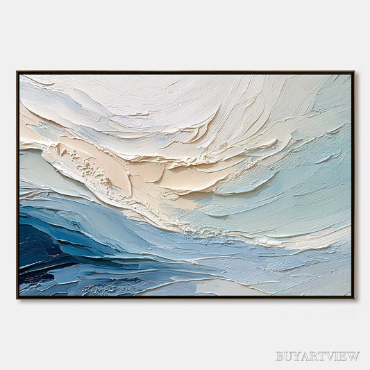 BUYARTVIEW Ocean'S Breath – Textured Wabi Sabi Abstract Seascape Painting - image 1
