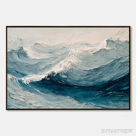BUYARTVIEW Celtic Surge – Textured Impasto Ocean Wave - image 1