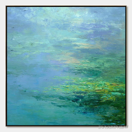BUYARTVIEW Coastal Mist – Textured Abstract Wabi Sabi Seascape Painting - image 1