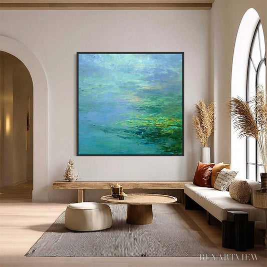 BUYARTVIEW Coastal Mist – Textured Abstract Wabi Sabi Seascape Painting - image 2