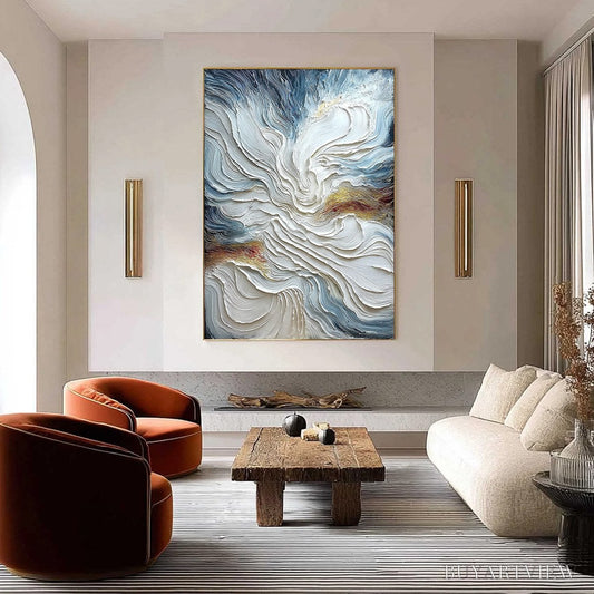 BUYARTVIEW Celestial Tide – Heavily Textured Abstract Ocean Wave Oil Painting - image 2