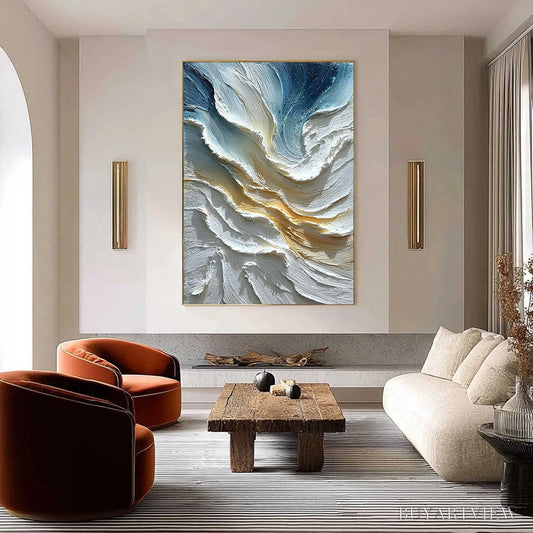 BUYARTVIEW Aegean Crest – Textured Abstract Seascape Oil Painting - image 2