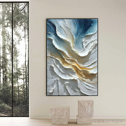 BUYARTVIEW Aegean Crest – Textured Abstract Seascape Oil Painting - image 6