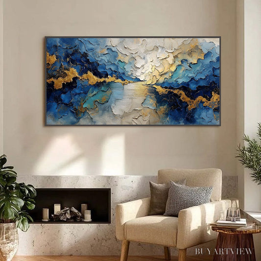 BUYARTVIEW Celestial Shore – Heavily Textured Abstract Seascape Painting - image 2