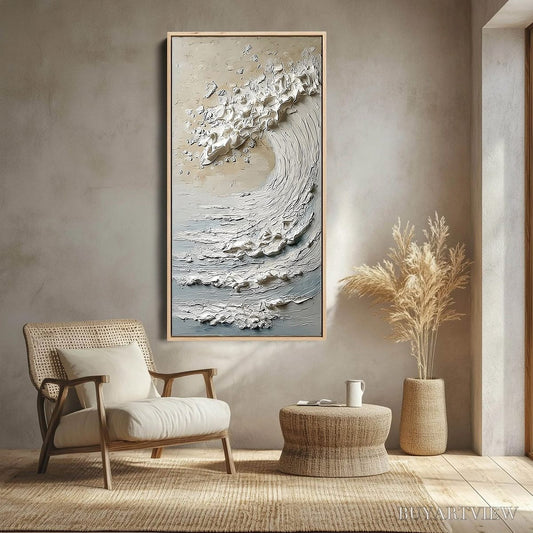 BUYARTVIEW Tidal Serenity – Textured Wabi Sabi Ocean Wave Painting - image 2